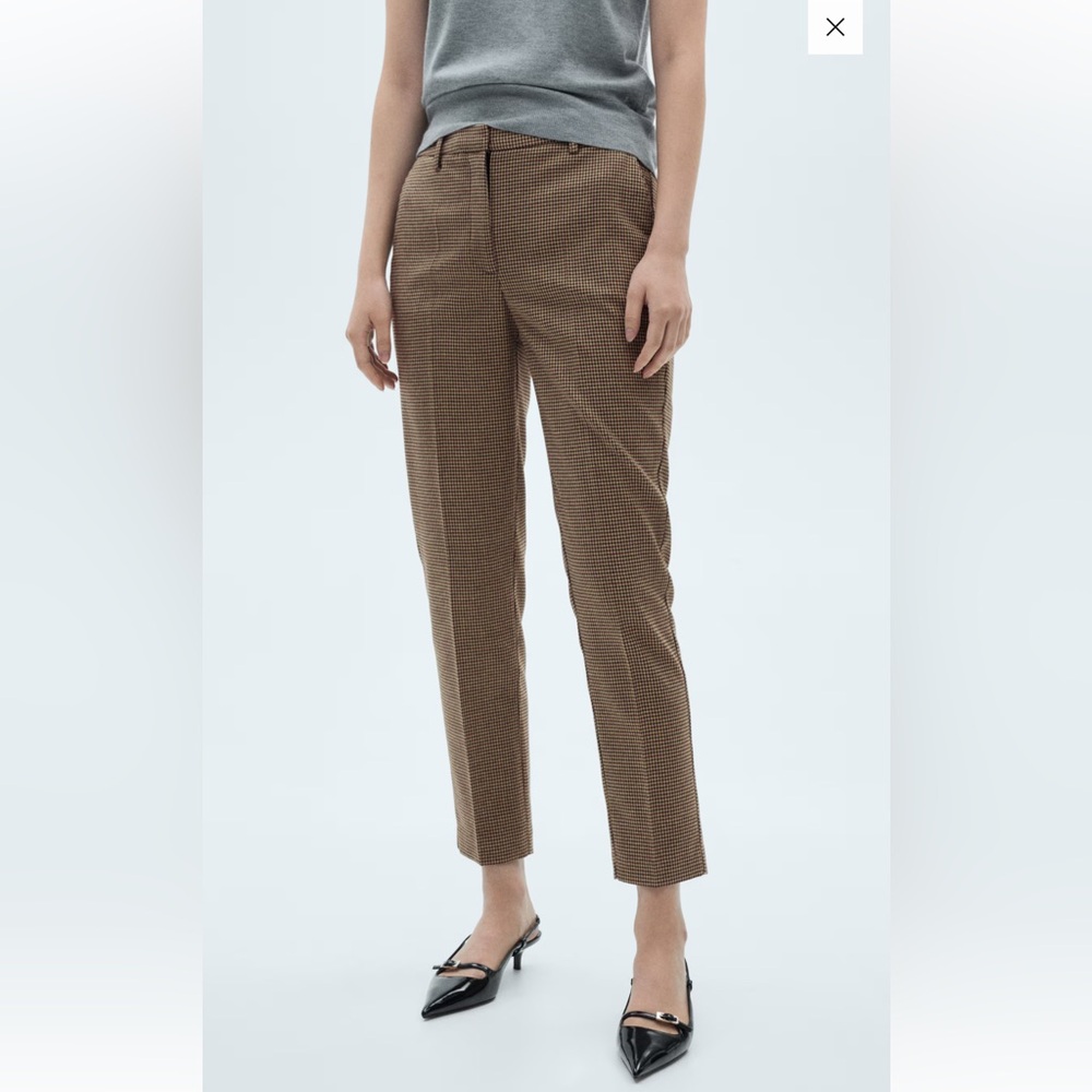 Mango mid-rise Checkered Pants